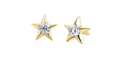 10K Yellow Gold 0.125cttw Canadian Diamond Star Stud Earrings