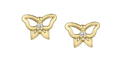 10K Yellow Gold 0.02cttw Diamond Butterfly Stud Earrings