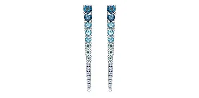 14K White Gold Blue Topaz and Canadian Diamond Dangle Earrings