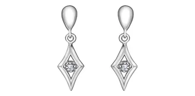 10K White Gold 0.06cttw Diamond Dangle Earrings