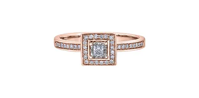 10K Rose Gold 0.20cttw Canadian Diamond Halo Engagement Ring, size 6.5