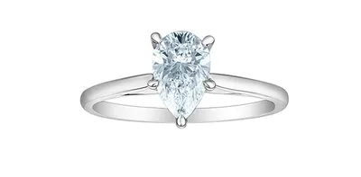 14K White Gold 1.03cttw Lab Grown Diamond Pear Shape Solitaire Engagement Ring, 6.5 