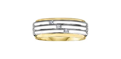 10K White & Yellow Gold 0.13cttw Princess Cut Gents Diamond Ring, size 10