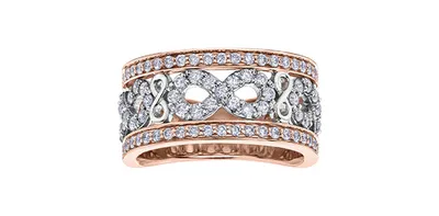 10K White & Rose Gold 1.00cttw Diamond Infinity Ring, size 6.5