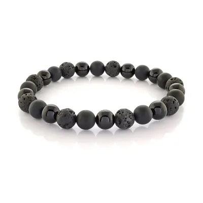 ITALGEM - Black Matte Shiny Onyx Lava Beads Bracelet