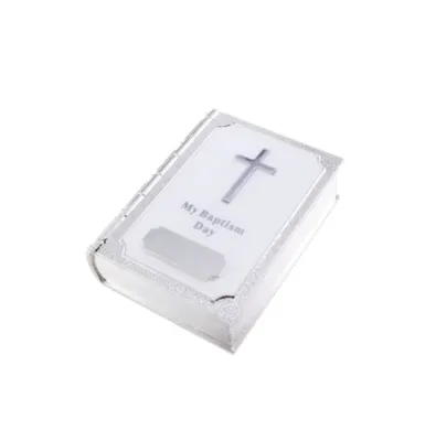 Silver Plated White Bible Trinket Box - Baptism