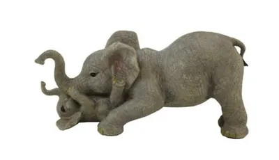 Elephant Mom & Baby Playing Figurine