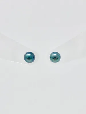 Cultured Black Pearl Stud Earrings