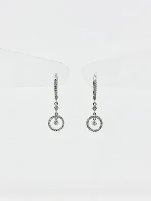 14K White Gold 0.29cttw Diamond Dangle / Drop / Chandelier Earrings