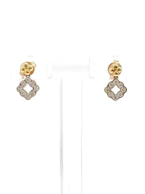 10K White & Yellow Gold 0.25cttw Diamond Stud/Dangle/Drop Earrings