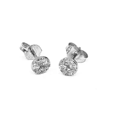 14K White Gold 0.33cttw Round-Cut Diamond Cluster Stud Earrings