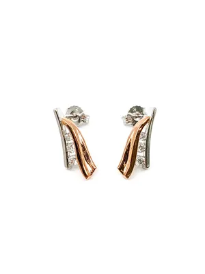 10K White & Rose Gold 0.25cttw Diamond Dangle/Drop Earrings