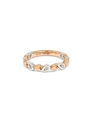 10K White & Rose Gold 0.05cttw Diamond Heart Ring, size 6.5