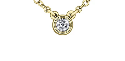 14K Yellow Gold 0.10cttw, 0.14cttw & 0.18cttw Canadian Diamond Bezel Set Pendant, 18"