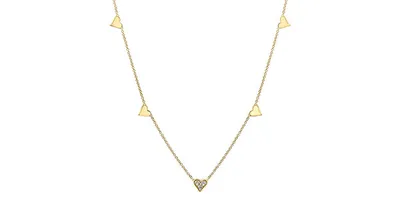 10K Yellow Gold 0.05cttw Diamond Heart Pendant, 18"