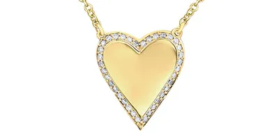 10K Yellow Gold 0.14cttw Diamond Heart Pendant, 18"