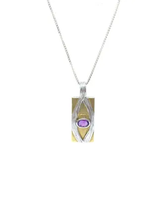 Sterling Silver and 18K Yellow Gold Plated Amethyst Pendant