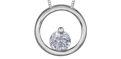 10K White Gold Diamond 0.075cttw Round Cut Pendant 18"