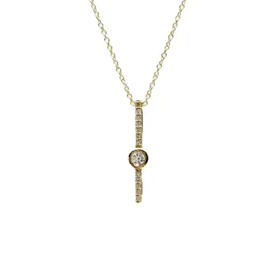 10K Gold 0.11cttw Diamond Necklace with Cable Chain (Spring Clasp) - Adjustable 17