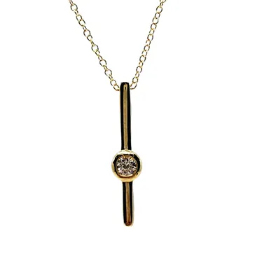 10K Gold 0.06cttw Diamond Necklace with Cable Chain (Spring Clasp) - Adjustable 17