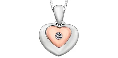 10K Rose Gold & Sterling Silver Diamond Necklace