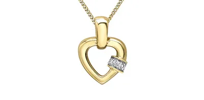 10K Yellow Gold 0.03cttw Diamond Heart Pendant, 18"