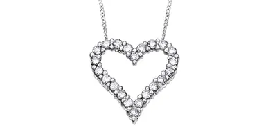10K White Gold 0.50cttw Diamond Heart Pendant, 18"