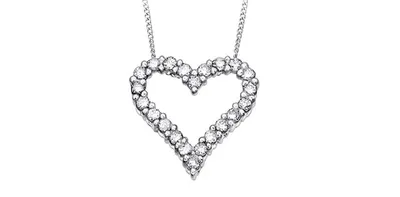 10K White Gold 0.75cttw Diamond Heart Pendant, 18"