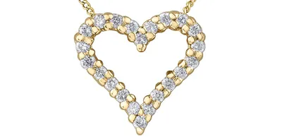 10K Yellow Gold 0.125cttw Diamond Heart Pendant, 18"
