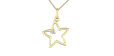 10K Yellow Gold 0.02cttw Diamond Star Pendant, 18"