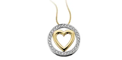 10K White and Yellow Gold 0.20cttw Diamond Heart Pendant, 18"