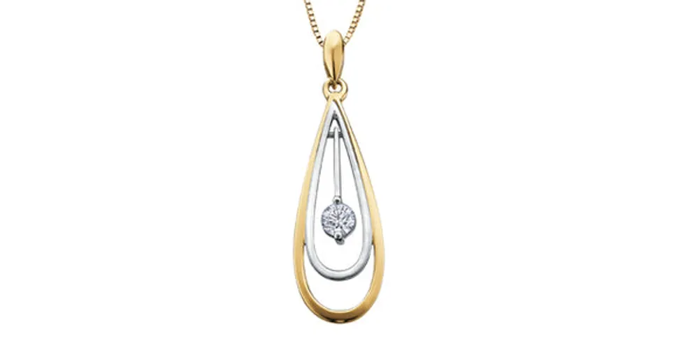 10K White & Yellow Gold 0.10cttw Canadian Diamond Necklace, 18"
