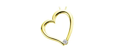 10K Gold 0.03cttw Canadian Diamond Heart Pendant