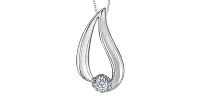 10K White Gold 0.035cttw Canadian Diamond Necklace, 18"