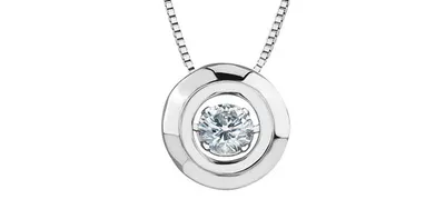 Sterling Silver Canadian Diamond 0.24cttw Round Cut Pendant, 18"