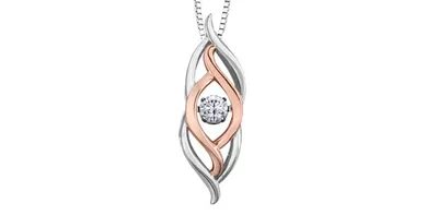 Sterling Silver and 10K Rose Gold 0.231cttw Diamond Pendant, 18"