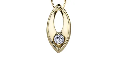 10K Yellow Gold 0.066cttw Canadian Diamond Necklace, 18"