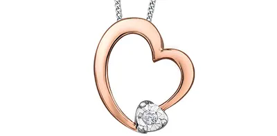 10K Rose & White Gold 0.01cttw Diamond Heart Pendant, 18"