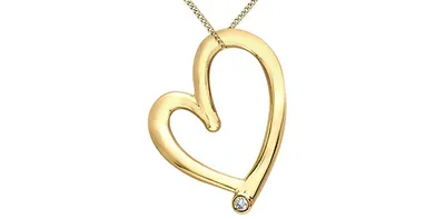 10K Yellow Gold 0.01cttw Diamond Heart Pendant, 18"