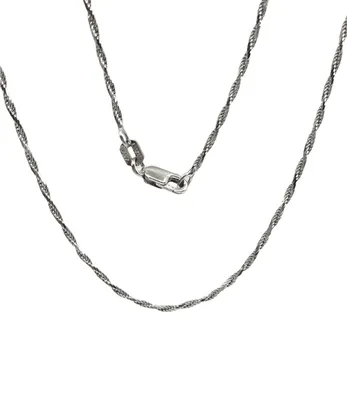 10K White Gold 1.40mm Rope Chain with Lobster Clasp - 16 Inches