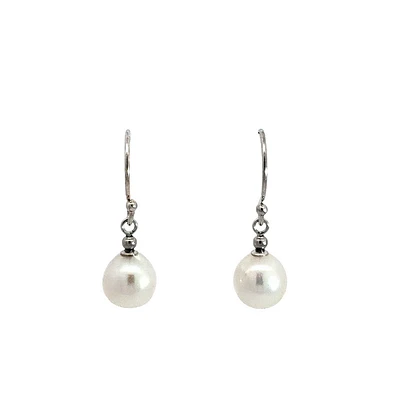 14K White Gold 7-7.5mm Cultured Pearl Dangle Earring