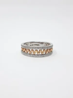 10K White & Rose Gold 0.18cttw Diamond Ring, size 6.5