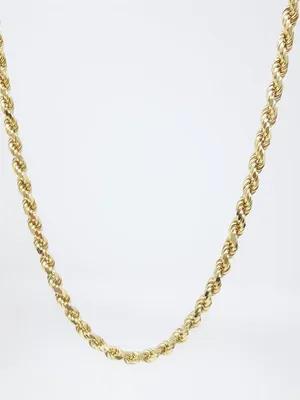 10K YELLOW GOLD 2.0 MM HOLLOW ROPE CHAIN 24"