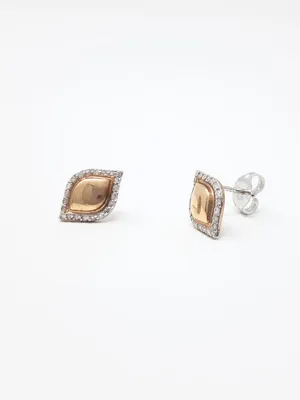 10K White & Rose Gold 0.13cttw Diamond Stud Earrings