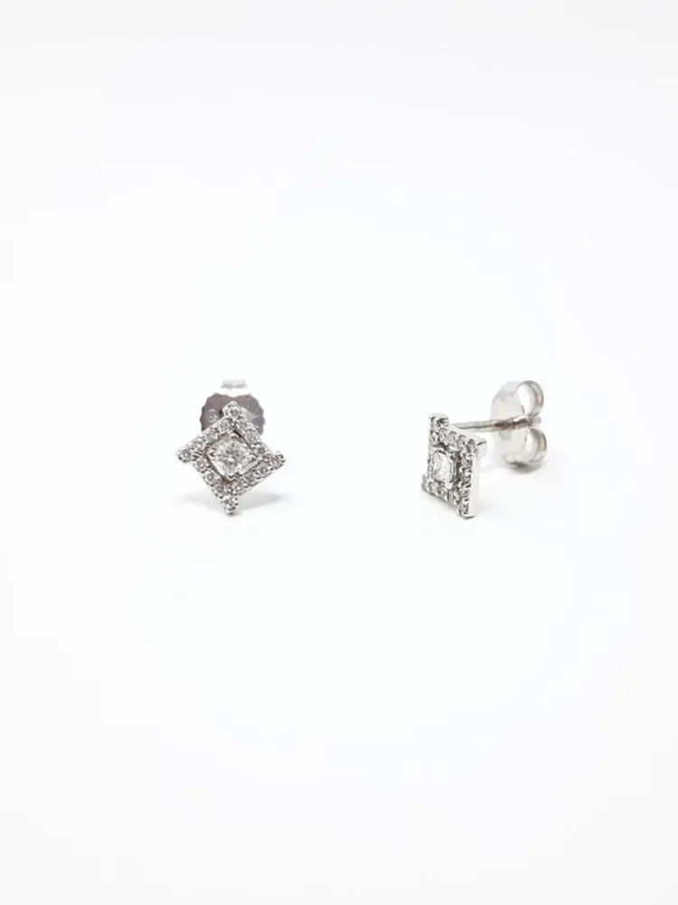 14K White Gold 0.21cttw Canadian Diamond Halo Stud Earrings