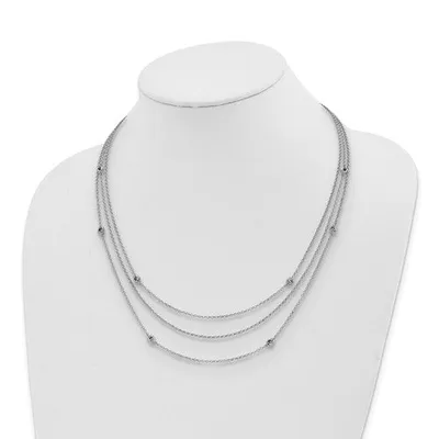 Sterling Silver Rhodium-plated Love Knot Multi-Strand with 2in ext Necklace - 18"