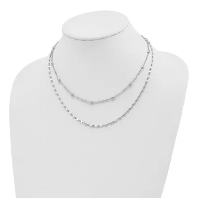 Sterling Silver Polished Double Strand with 4 in ext Choker - 12-16"