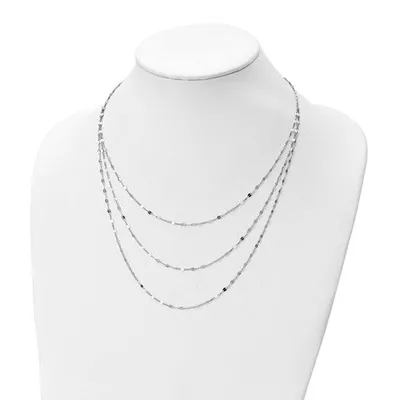 Sterling Silver Rhodium-plated Polished Multi-strand Necklace - 17.5"