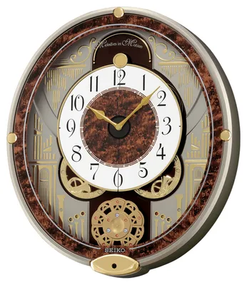 Golden French Horns Melodies In Motion Seiko Wall Clock QXM265BRH