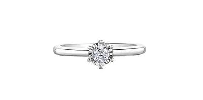 10K  White Gold 0.18cttw Diamond Engagement Ring, Size 6.5